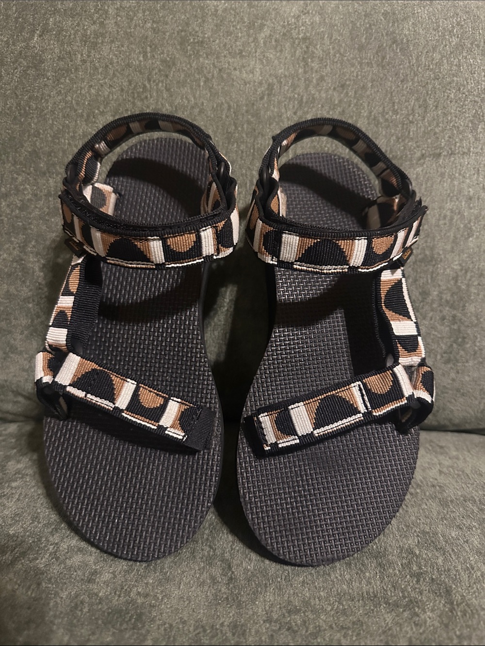 Women’s Teva Platform Sandals with Brown Patterned Straps